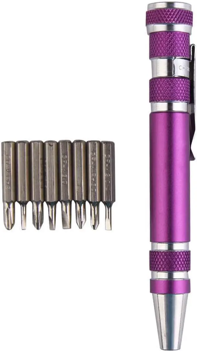 Alt view image 2 of 4 - Portable Screwdriver Set 8 in 1 Aluminum Multi-Tool Phone Screw Driver Pen Set Tools Precision Phone Repair Tool Kit - Purple