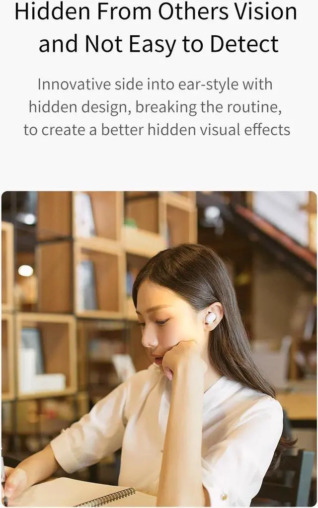 Alt view image 6 of 6 - QCY qm1 mono mini Invisible earphone wireless Bluetooth 5.0 headphone noise canceling headset with microphone handsfree calls (Black)