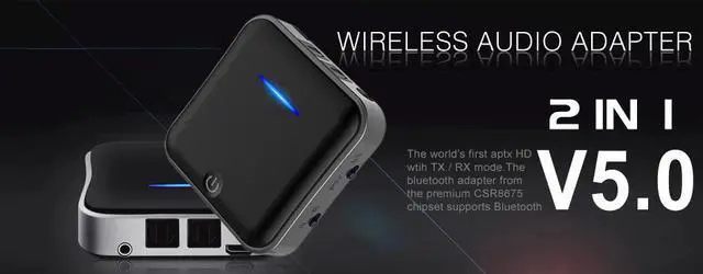 Alt view image 6 of 6 - BTI-029 Bluetooth 5.0 Audio Bluetooth Transmitter Receiver 2 IN 1 3.5mm CSR8670 V5.0 Wireless Bluetooth Adapter for Car and TV