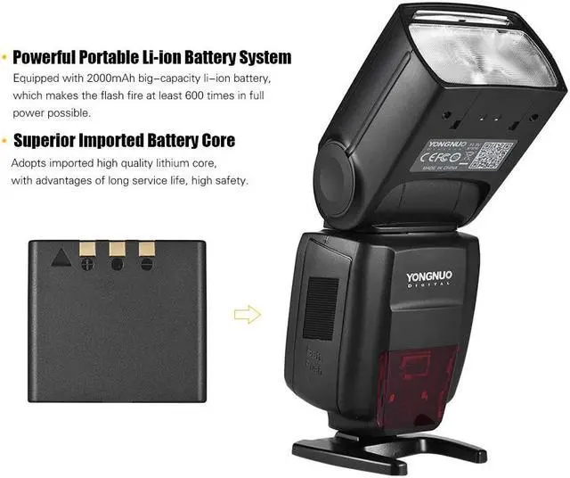 Alt view image 6 of 7 - YONGNUO YN686EX-RT TTL Lithium Speedlite 2.4G Wireless 1/8000s HSS GN60 5600K Master Slave Flash Speedlite with 2000mAh Lithium Battery for Canon Camera