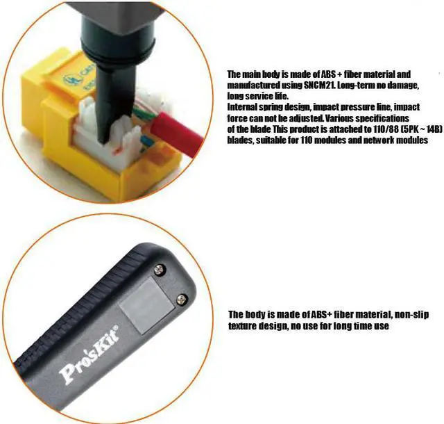 Alt view image 2 of 5 - Pro'skit 8PK-324B Impact and Punch Down Screwdriver Tool wire Network Tool Kit