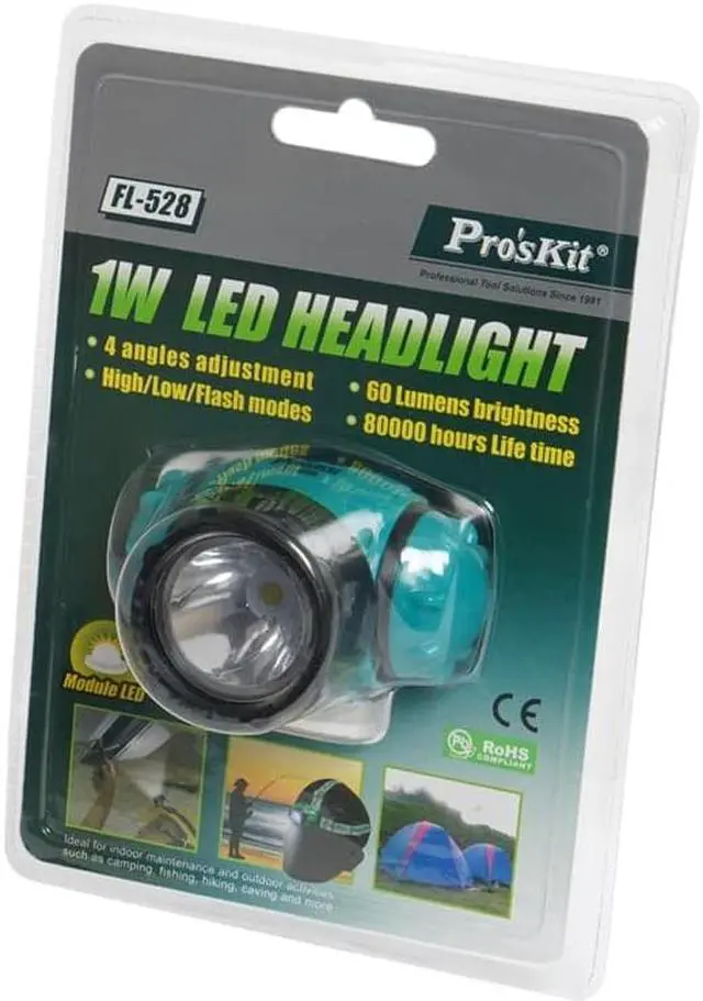Alt view image 7 of 7 - New Pro'sKit FL-528 LED Headlight Flashlight Auto Repair Check Workshop Tool Ajustable Portable Lighting Working Light Lamp