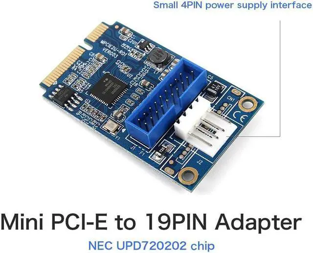 Alt view image 5 of 5 - MINI PCI-E to USB3.0 Adapter Card Mini PCIE to 20Pin/19Pin Expansion Card