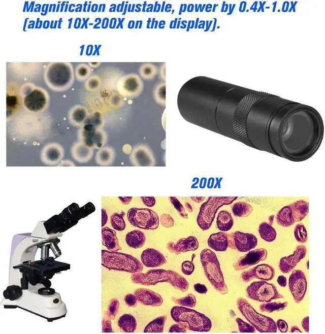 Alt view image 7 of 7 - 10X-200X Industry Microscope Camera C-mount Camera Magnification Adjustable Zoom Eyepiece Magnifier Industrial Lens for LAB PCB