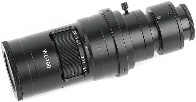 Alt view image 3 of 6 - 10X-200X Zoom WD100 Continuously Variable 0.7X-5X Adjustable Magnification FHD C-mount Lens For HDMI VGA USB Microscope Camera