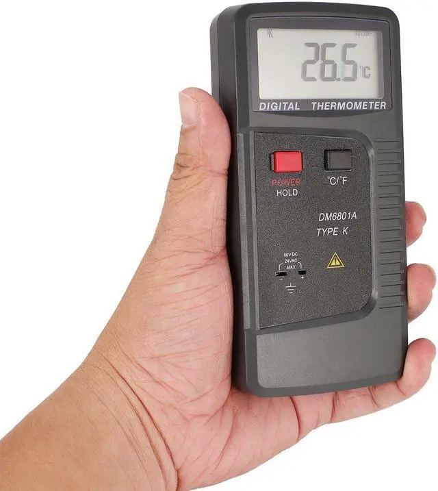 Alt view image 5 of 5 - DM6801A Digital Thermocouple Thermometer Contact Type Thermometer Dual-channel K/J Thermocouple Temperature Meter