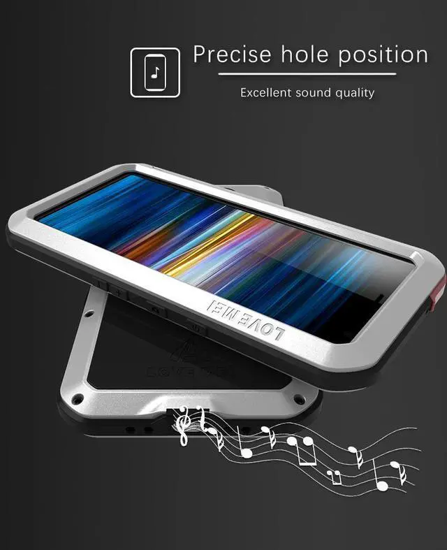 Alt view image 5 of 7 - Love Mei Aluminum Metal Armor For Sony Xperia 10 Plus Shockproof Dirtproof Full Body Heavy Duty Case For Sony Xperia 10 Plus Cover (White)