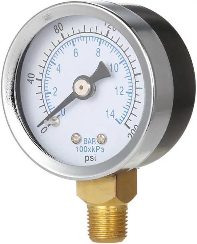 Main image of 0-200psi 0-14bar Mini Pressure Gauge Dial Air Compressor Meter Hydraulics Pressure Tester Double Scale Measurer Side Mount