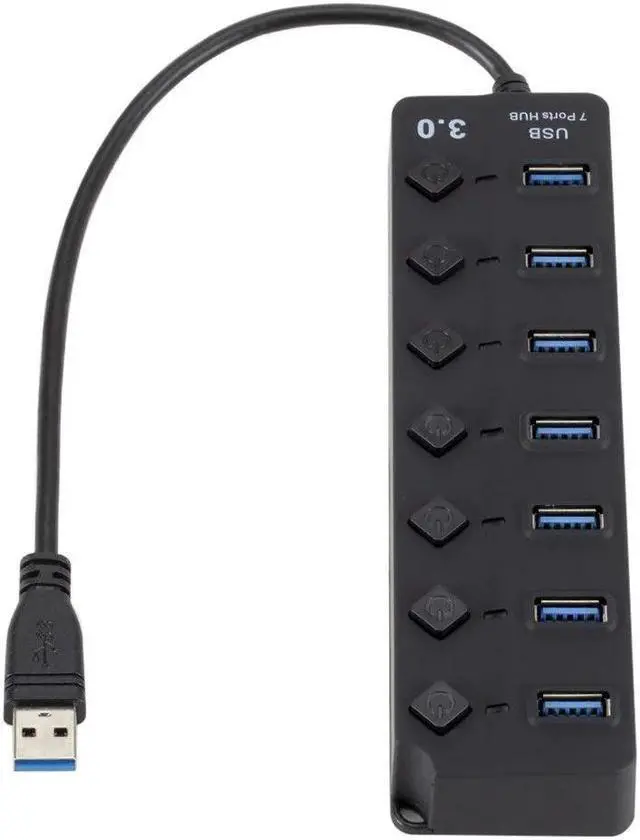 Alt view image 2 of 7 - USB 3.0 HUB Splitter 7 Ports with On/Off Switches High Speed 5Gbps Micro Multiple USB Port Expander for PC Computer