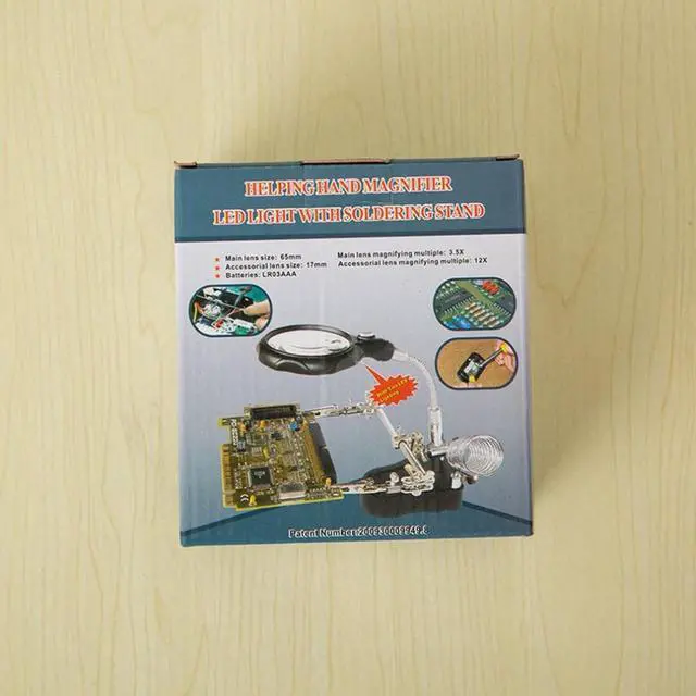 Alt view image 4 of 4 - Welding Magnifying Glass with LED Light 3.5X-12X lens Auxiliary Clip Loupe Desktop Magnifier Hand Solder Repair Tool