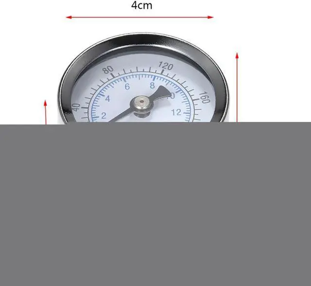 Alt view image 5 of 5 - 0-200psi 0-14bar Mini Pressure Gauge Dial Air Compressor Meter Hydraulics Pressure Tester Double Scale Measurer Side Mount