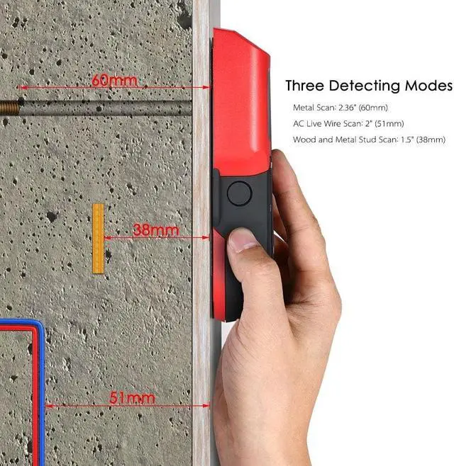 Alt view image 2 of 7 - Stud Finder Wall Detector with Large LCD Digital Wood Studs Center Finder Metal and AC Cable Live Wire Scanner Warning Detection