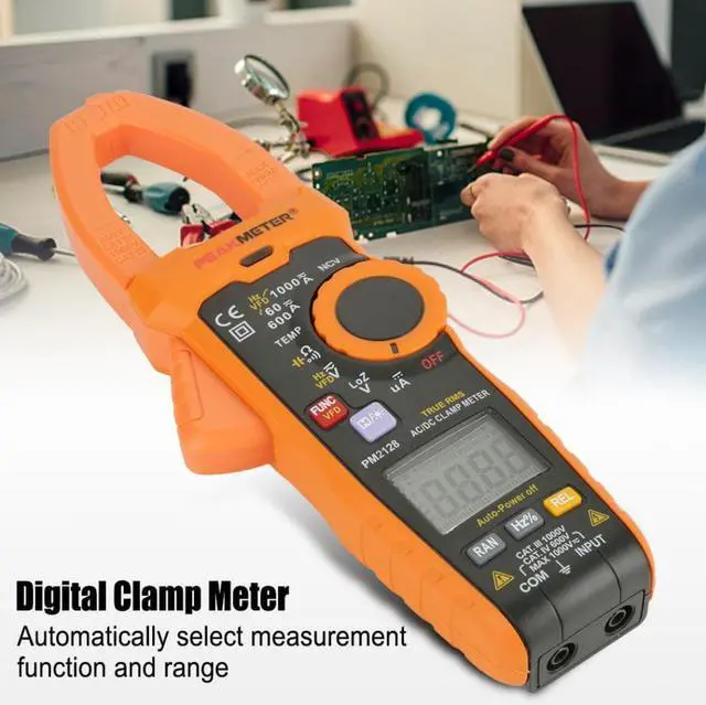 Alt view image 7 of 7 - PEAKMETER PM2128 Digital AC/DC Clamp Meter Voltage Current Meter Resistance Capacitance Tester