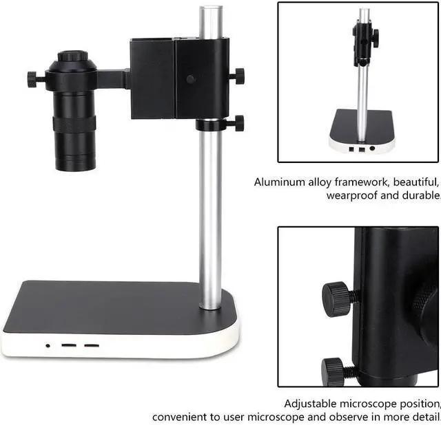 Alt view image 2 of 6 - Aluminium Alloy UP Down Adjustable Support Table Microscope Stand & 100X C-Mount Lens for Industry Digital Microscope C-Mount