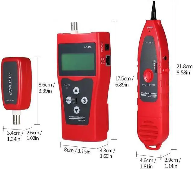 Alt view image 7 of 7 - Multi-functional LCD Network Cable Tester High Precision Line Finder Coaxial Line Tester RJ11 RJ45 Wire Length Finder with 1 Remote Adapter