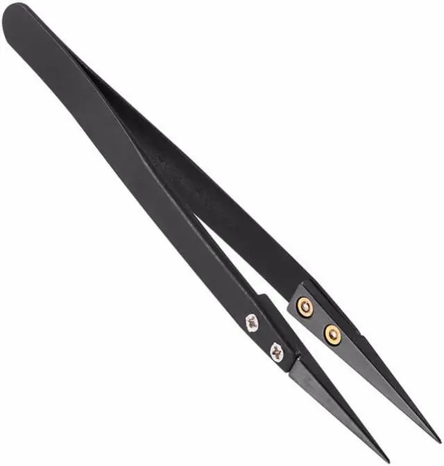 Main image of Stainless Steel Ceramic Tweezers Heat Resistant Non Conductive Ceramic Pointed Tip Forceps DIY Tools Hand Tool - Black