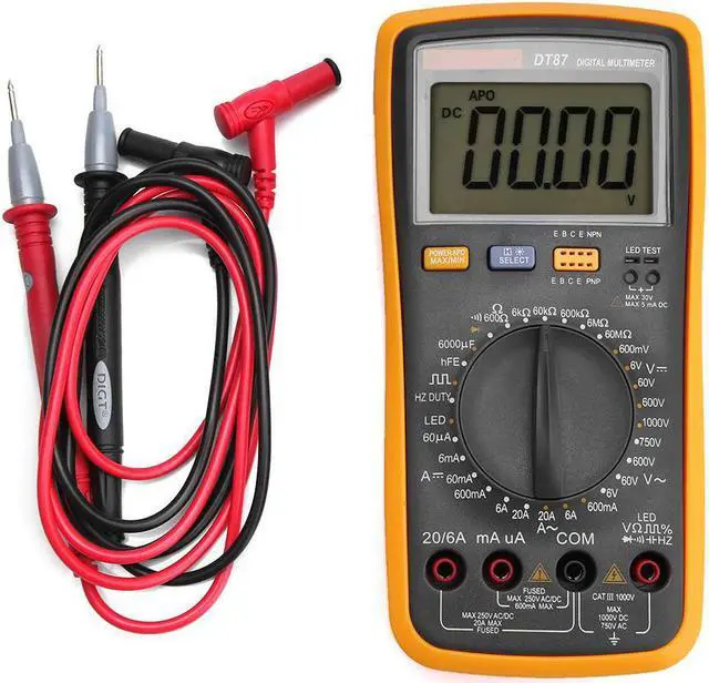 Main image of Digital DT87 Multimeter 6000 Counts AC/DC Volt Amp Ohm Capacitance Frequency Duty Cycle Diode Meter Tester