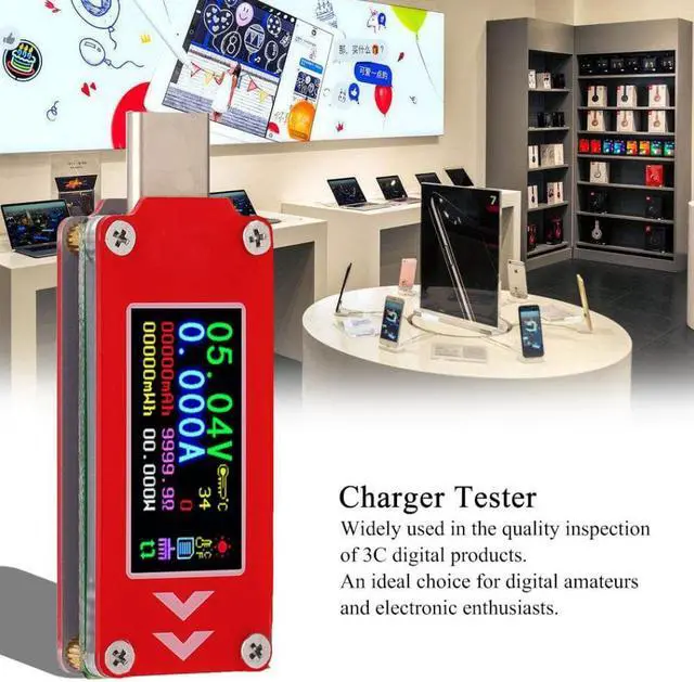 Alt view image 3 of 7 - TC64 PD Charger Tester Type-C Tester Color Display Voltmeter Ammeter Charging Voltage Current Capacity Detector Meter