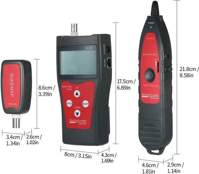 Alt view image 4 of 7 - Multi-functional LCD Network Cable Tester RJ11 RJ45 Wire Length Finder with 1 Remote Adapter