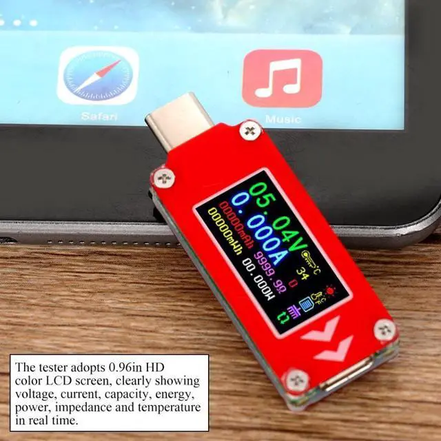 Alt view image 2 of 7 - TC64 PD Charger Tester Type-C Tester Color Display Voltmeter Ammeter Charging Voltage Current Capacity Detector Meter