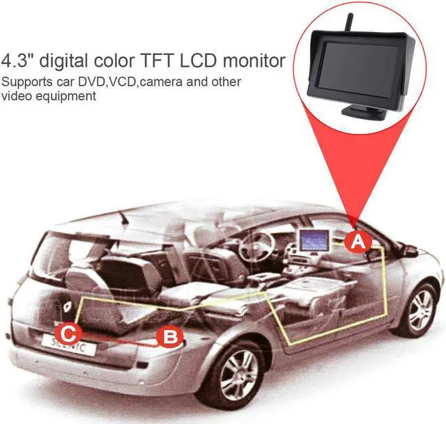 Alt view image 4 of 7 - 4.3 Inch Wireless HD Rearview Monitor Auto Parking System Built-in Antenna with Camera