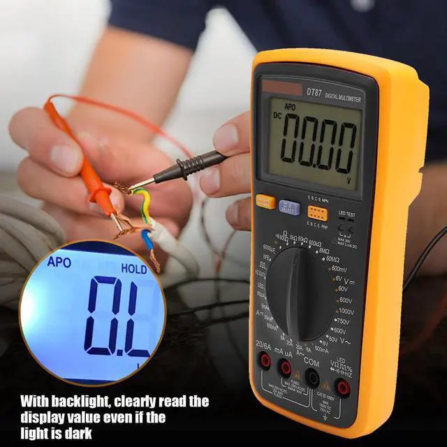 Alt view image 2 of 7 - Digital DT87 Multimeter 6000 Counts AC/DC Volt Amp Ohm Capacitance Frequency Duty Cycle Diode Meter Tester