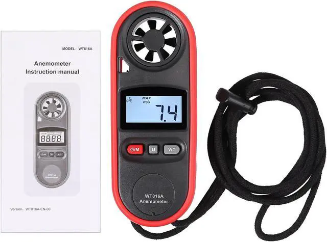 Alt view image 4 of 4 - WinAPEX WT816A Digital Anemometer Wind Speed Meter -10 ~ 45C Temperature Tester Anemometro with LCD Backlight Display