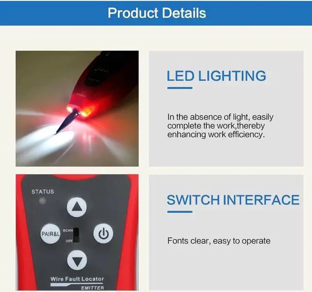 Alt view image 4 of 7 - Multi-functional LCD Network Cable Tester High Precision Line Finder Coaxial Line Tester RJ11 RJ45 Wire Length Finder with 1 Remote Adapter