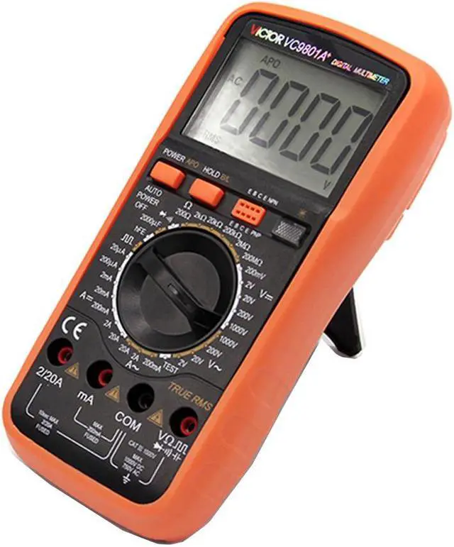 Alt view image 3 of 3 - VC9801A+ Digital Multimeter DMM AC/DC Ammeter Voltmeter Ohmmeter w/Capacitance hFE Test & LCD Backligh