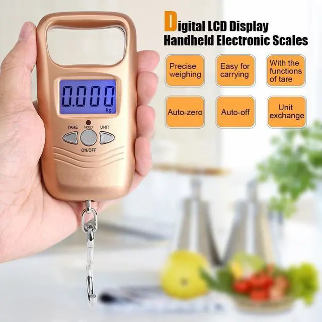 Alt view image 3 of 4 - WH-A17L 50KG Digital Hanging Scale Double Accuracy Portable Electronic Pocket Scale Hanging Luggage Weighing Steelyard Scale - Gold