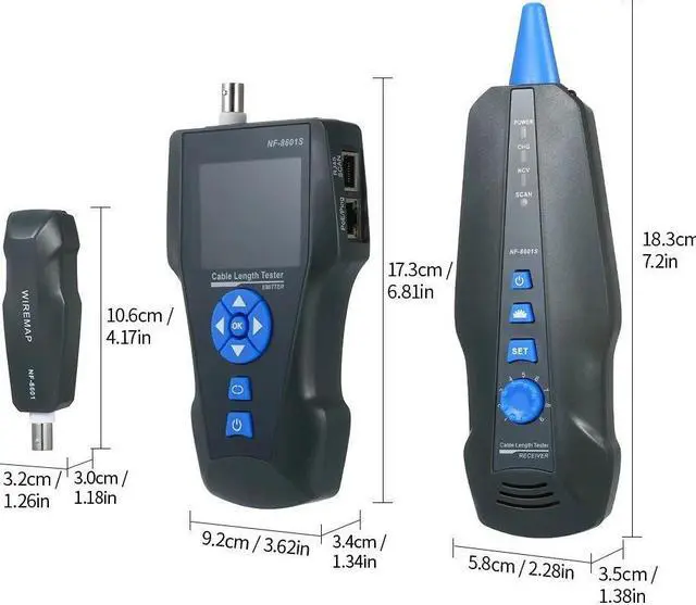 Alt view image 3 of 7 - Telephone Wire Tracker Electrical Line Finding Testing Cable Tester Handheld Line Finder Cable Detector Wire Measuring Instrument for Network Maintenance Collation For RJ45 RJ11 BNC Metal Cable PING/P