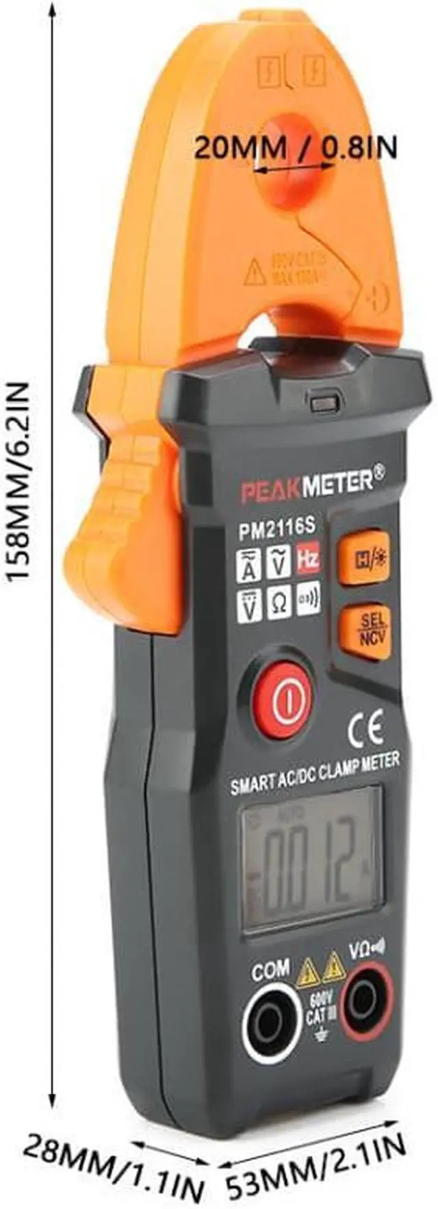 Alt view image 6 of 7 - PEAKMETER PM2116S Clamp Multimeter Mini Non-contact DC/AC 10mA-100A Digital Current Meter Multimeter Measuring Tool 600V
