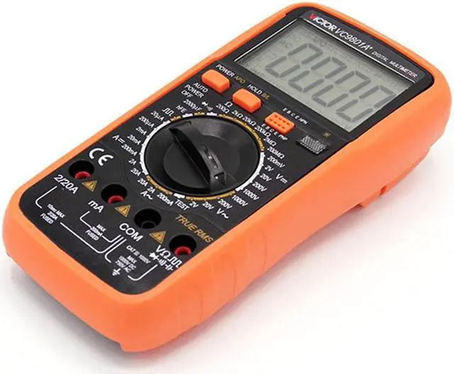 Alt view image 2 of 3 - VC9801A+ Digital Multimeter DMM AC/DC Ammeter Voltmeter Ohmmeter w/Capacitance hFE Test & LCD Backligh