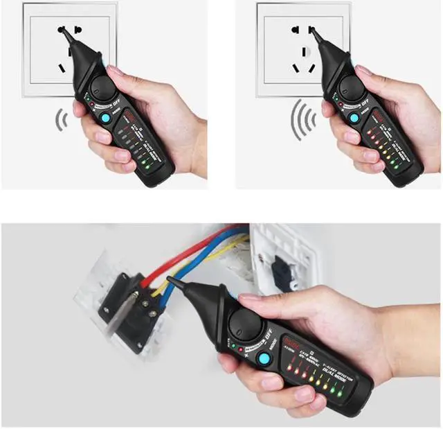 Alt view image 7 of 7 - BSIDE Dual Mode Non-Contact AC Voltage Detector Tester & Socket Wall Power Outlet Tester Circuit Polarity Breaker Finder KIT