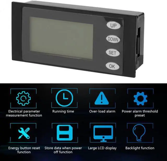 Alt view image 5 of 7 - PZEM-002 20A Digital LCD Voltmeter Current Voltage Energy Meter Watt KWH Panel Tester AC 80-260V