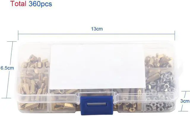 Alt view image 5 of 7 - 360pcs M2.5 Brass Male-Female Standoff Stainless Steel Hex Nuts Assortment Set Fastener Hardware For Electronic Industry