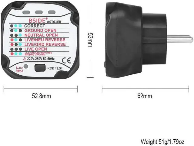 Alt view image 2 of 7 - BSIDE Dual Mode Non-Contact AC Voltage Detector Tester & Socket Wall Power Outlet Tester Circuit Polarity Breaker Finder KIT