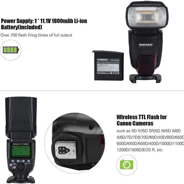 Alt view image 3 of 7 - YONGNUO YN862C Wireless TTL Camera Flash Master Slave Speedlite 1/8000s HSS 1.5s Recycling Time Auto Manual Zoom with 1800mAh Li-ion Battery for Canon 5D IV/5D SR/5D III/5D II/6D II/6D/7D/7DII/70D/60D