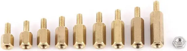 Alt view image 4 of 7 - 360pcs M2.5 Brass Male-Female Standoff Stainless Steel Hex Nuts Assortment Set Fastener Hardware For Electronic Industry