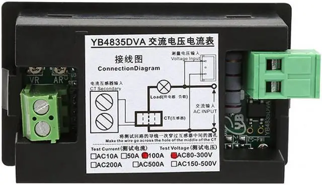 Alt view image 5 of 7 - YB4835DVA Digital AC 0~100A Ampere Meter Voltmeter 80~300V Dual Meter