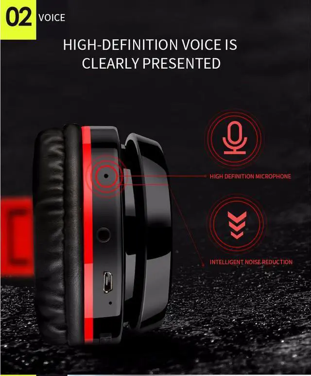 Alt view image 5 of 7 - DPRUI Newest Headphones Bluetooth Headset Foldable Sports Headphone Adjustable Earphones with Microphone For PC mobile phone Mp3 (Red Black)