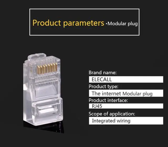 Alt view image 4 of 4 - ELECALL 100pcs 8 Pin RJ45 Modular Plugs Socket Network Ethernet Crystal Plug RJ45 Connector Adapter