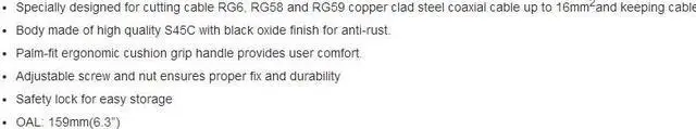 Alt view image 7 of 7 - Pro'skit SR-228 Copper Clad Steel Coaxial Cable Cutter Wire Stripper Hand Tools Pliers Decrustation Pliers