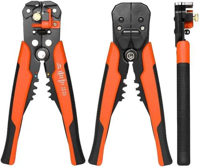 Alt view image 6 of 6 - Multi-functional 8" Self-adjusting Cable Wire Stripper With Cutter & Crimper Automatic Wire Stripping Pliers Crimping Tool 10-24AWG - Orange