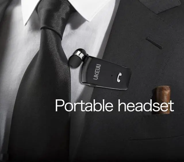 Alt view image 7 of 7 - Retractable Wireless Bluetooth Earbud Headset with Built-in Microphone - White