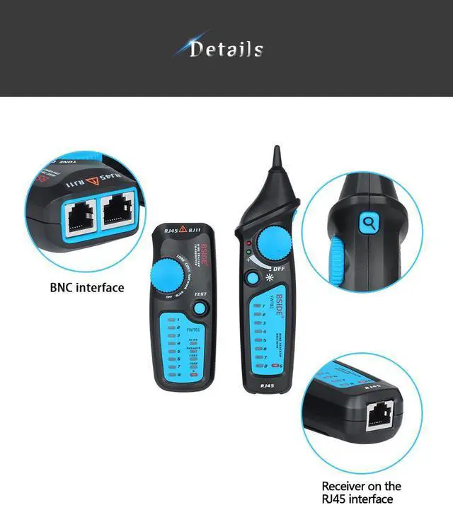 Alt view image 5 of 6 - Bside FWT81 Cable Tracker RJ45 RJ11 Telephone Wire Network LAN TV Electric Line Finder Tester