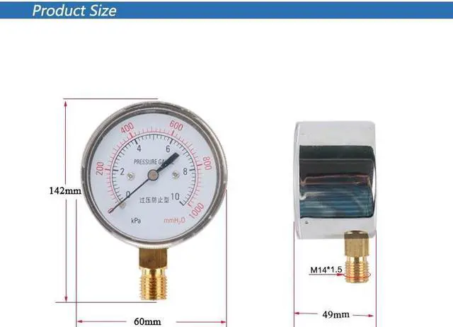 Alt view image 3 of 5 - ELECALL New YE-60 0~10KPA Air Diaphragm Pressure Gauge Phosphor Bronze Film Box Pressure Gauge Positive Pressure Meter