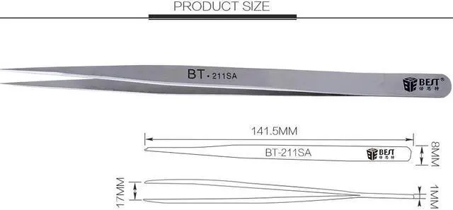 Alt view image 5 of 5 - 211SA Stainless Steel Eyebrow Tweezer False Eyelash Extension Auxiliary Repair Tools Hyperfine High Precision Anti Acid Tweezers