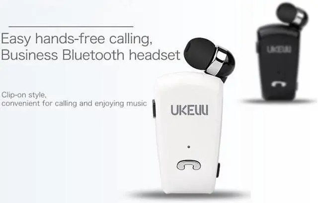 Alt view image 4 of 7 - Retractable Wireless Bluetooth Earbud Headset with Built-in Microphone - White
