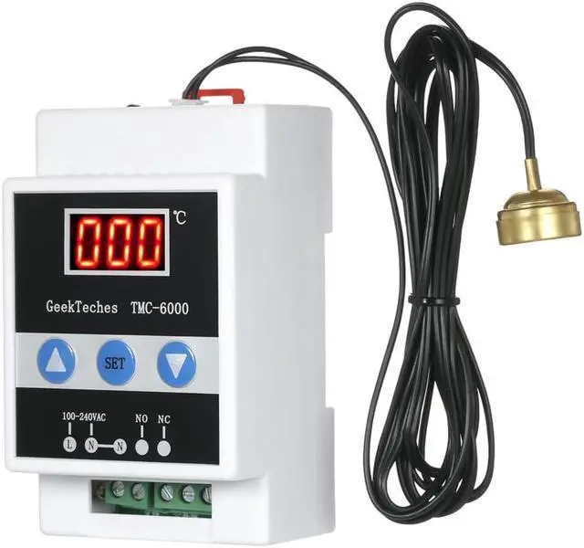 Main image of GeekTeches TMC-6000 110-240V Guide Rail Digital Temperature Controller Thermostat Refrigeration Heating Temperature Control Magnet Probe